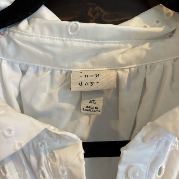 ❗️FINAL❗️a new day White Eyelet Dress with Puff Sleeves and Tie Waist Belt XL - Picture 5 of 7